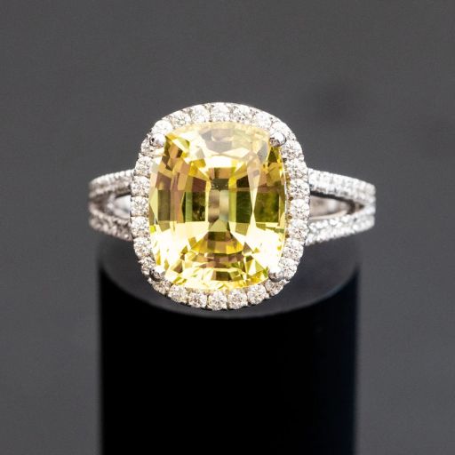 6.5 Carat Yellow Sapphire and Diamond Ring